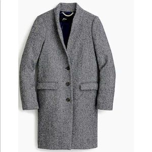 J. Crew Oversized Topcoat English Herringbone Wool, in Navy Donegal, Size 4P